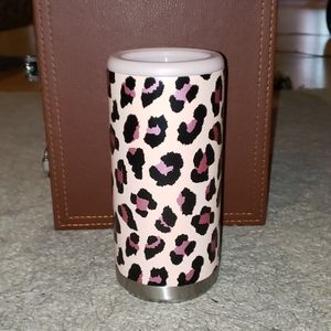 Blush Leopard Skinny Can Koozie